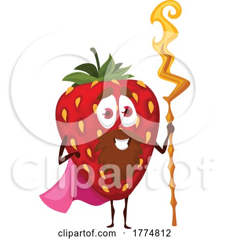 Wizard Strawberry Food Mascot by Vector Tradition SM