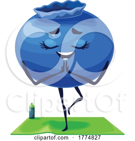 Yoga Blueberry Food Mascot by Vector Tradition SM