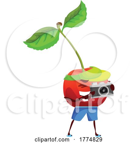 Cherry Photographer Food Mascot by Vector Tradition SM