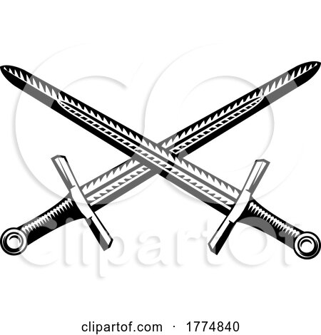 Crossed Swords Vintage Engraved Etching Woodcut by AtStockIllustration