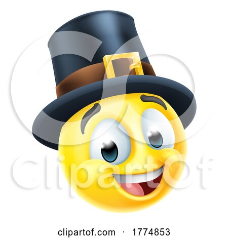 Thanksgiving Pilgrim Emoticon Emoji Cartoon Icon by AtStockIllustration