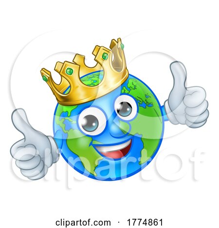 Crown Earth Globe World Mascot Cartoon Character by AtStockIllustration