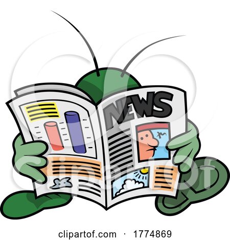 Cartoon Beetle Reading a Newspaper by dero