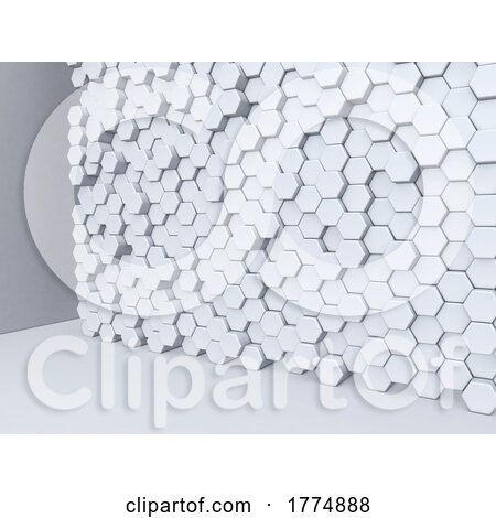 3D Background with Wall of Extruding Hexagons by KJ Pargeter