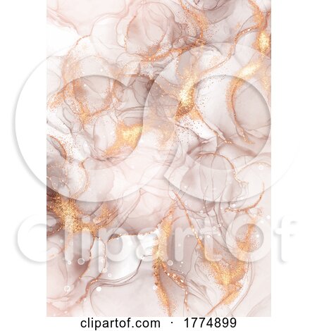 Decorative Neutral Coloured Hand Painted Alcohol Ink Design with Gold Glitter 2904 by KJ Pargeter