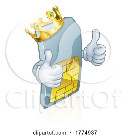 Sim Card Mobile Phone King Cartoon Mascot by AtStockIllustration