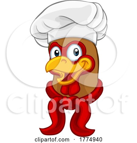 Chef Chicken Rooster Cockerel Cartoon Character by AtStockIllustration