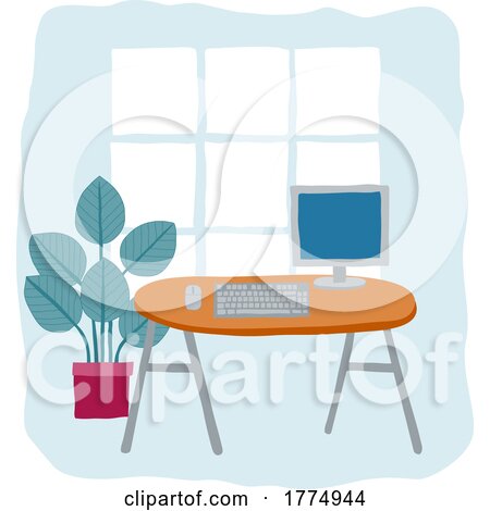 Office Computer Desk Business Illustration by AtStockIllustration