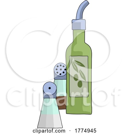 Olive Oil Salt and Pepper Shakers Illustration by AtStockIllustration