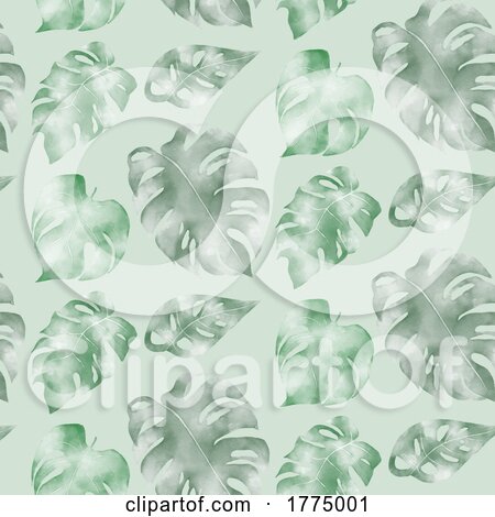 Watercolour Tropical Leaf Pattern Background 1105 by KJ Pargeter
