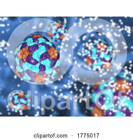 3D Medical Background with Hepatitis a Virus Cells by KJ Pargeter