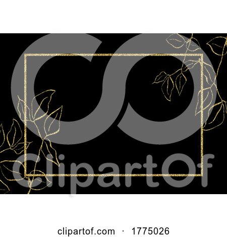 Abstract Background with Glittery Gold Floral Border by KJ Pargeter