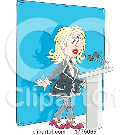 Cartoon Business Woman or Politician Giving a Speech by Alex Bannykh