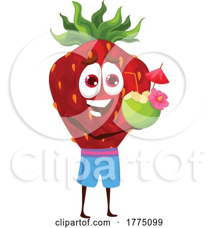 Summer Strawberry Food Mascot Character by Vector Tradition SM