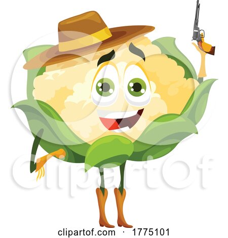 Cowboy Cauliflower Food Mascot Character by Vector Tradition SM