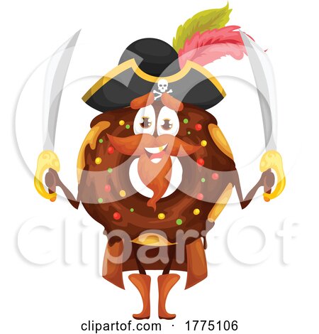 Pirate Donut Food Mascot Character by Vector Tradition SM