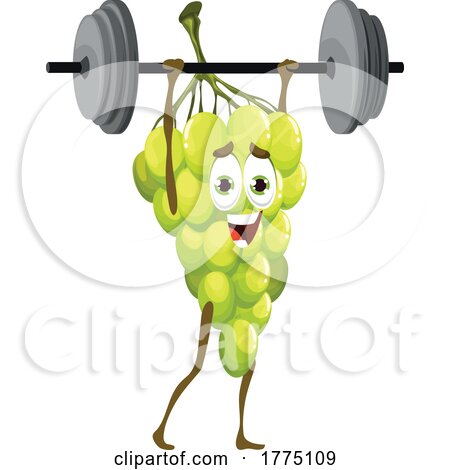Grapes Lifting Weights Food Mascot Character by Vector Tradition SM