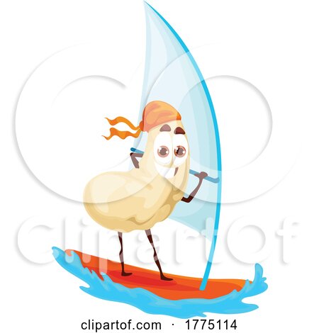 Windsurfing Cashew Food Mascot Character by Vector Tradition SM