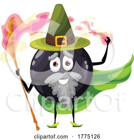 Wizard Black Currant Food Mascot Character by Vector Tradition SM