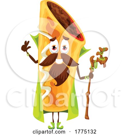 Wizard Chimichanga Food Mascot Character by Vector Tradition SM