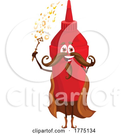 Wizard Ketchup Bottle Food Mascot Character by Vector Tradition SM