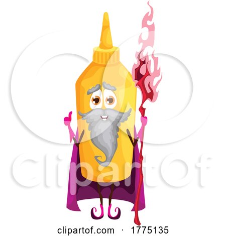 Wizard Mustard Bottle Food Mascot Character by Vector Tradition SM