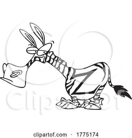 Cartoon Black and White Zebra with a Z Mark by toonaday