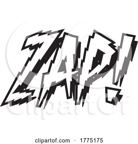 Cartoon Black and White Word ZAP by toonaday