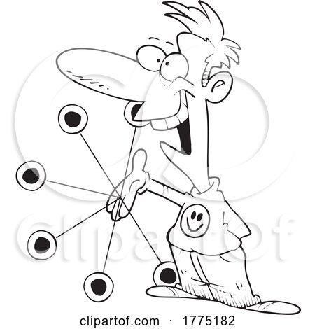 Cartoon Black and White Guy Playing with a Yoyo by toonaday