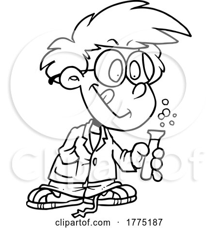 Cartoon Black and White Boy Scientist by toonaday