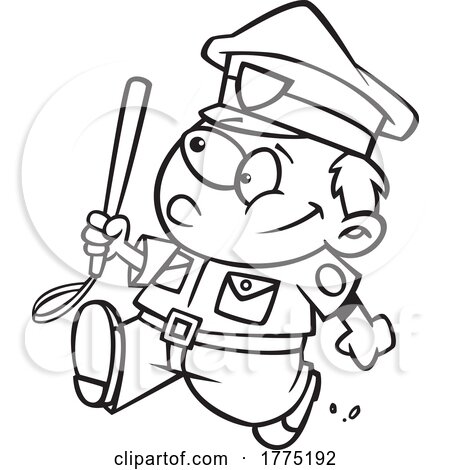 Cartoon Black and White Boy Police Officer by toonaday