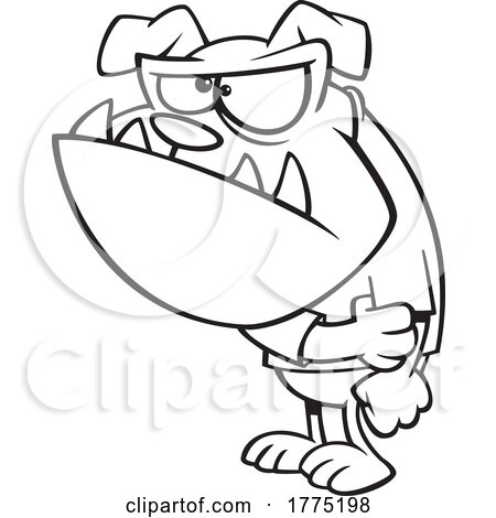 Cartoon Black and White Bulldog Rolling up His Sleeves by toonaday