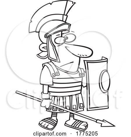 Cartoon Black and White Roman Soldier by toonaday
