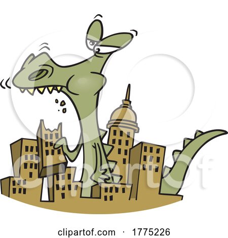 Cartoon Giant Monster Eating a City by toonaday