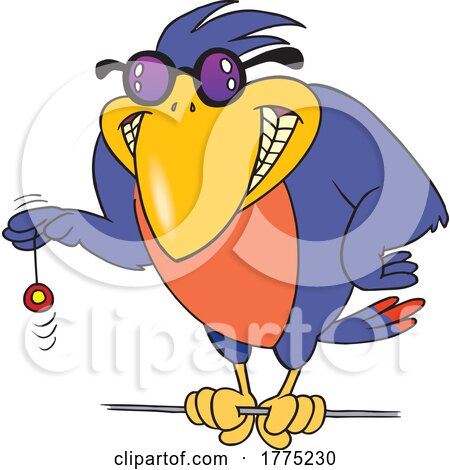 Cartoon Buff Bird Playing with a Yoyo by toonaday