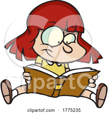 Cartoon Girl Reading a Book by toonaday
