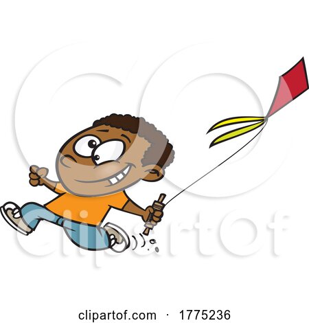 Cartoon Boy Running with a Kite by toonaday