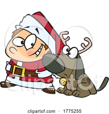 Cartoon Boy Santa and Reindeer Dog by toonaday