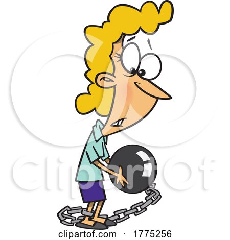 Cartoon Woman Carrying a Ball and Chain by toonaday