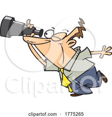 Cartoon Man Looking Through a Telescope by toonaday
