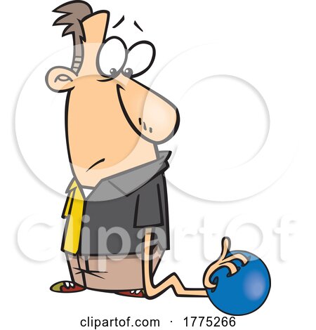 Cartoon Man with a Long Arm Grabbing a Bowling Ball by toonaday