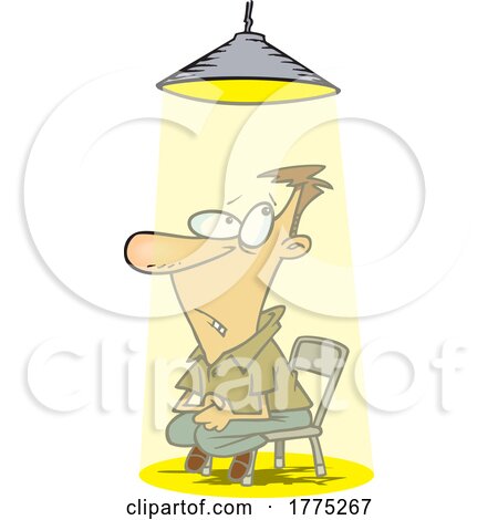 Cartoon Man in the Spotlight While Being Interrogated by toonaday