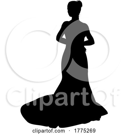 Bride Bridal Wedding Dress Silhouette Woman Design by AtStockIllustration