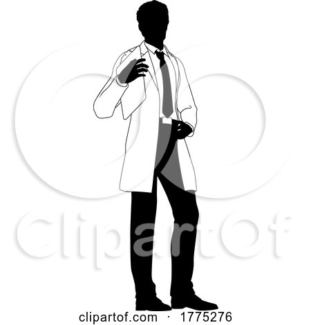 Scientist Engineer Survey Clipboard Man Silhouette by AtStockIllustration