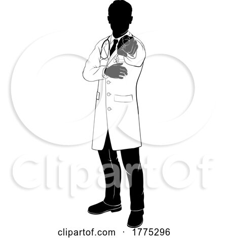 Doctor Pointing Needs You Gesture Silhouette by AtStockIllustration