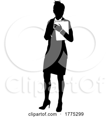 Business People Woman with Clipboard Silhouette by AtStockIllustration