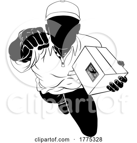 Silhouette Super Delivery Man Courier Superhero by AtStockIllustration