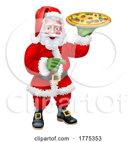 Santa Claus Father Christmas Pizza Restaurant Chef by AtStockIllustration