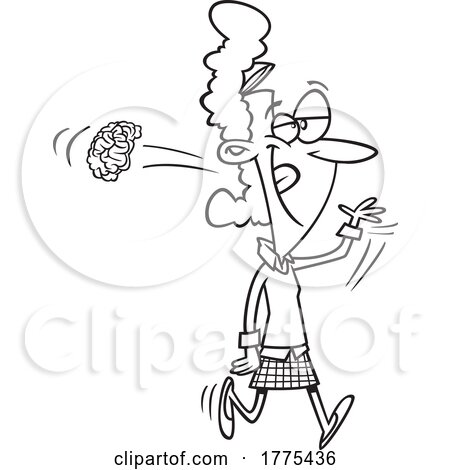 Cartoon Woman Tossing Her Brain Behind Her by toonaday