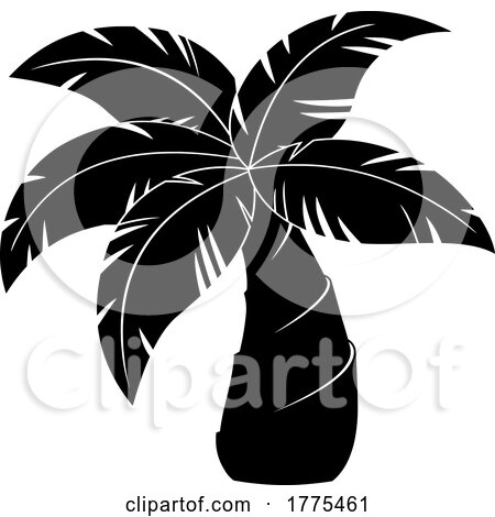 Cartoon Black and White Palm Tree Silhouette by Hit Toon